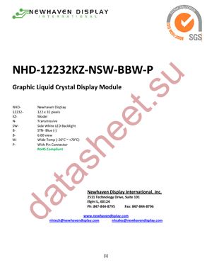 NHD-12232KZ-NSW-BBW-P datasheet  